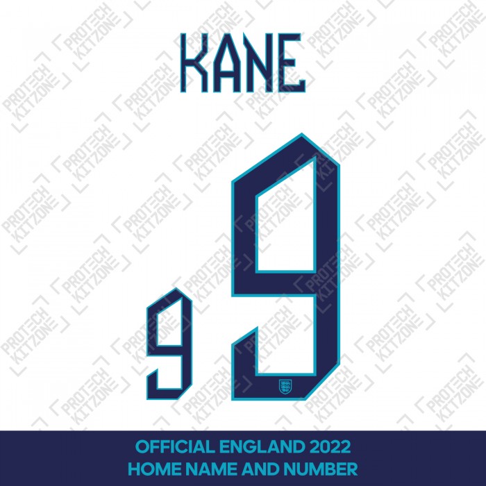 Kane 9 Official England 2022 Home Name and Numbering